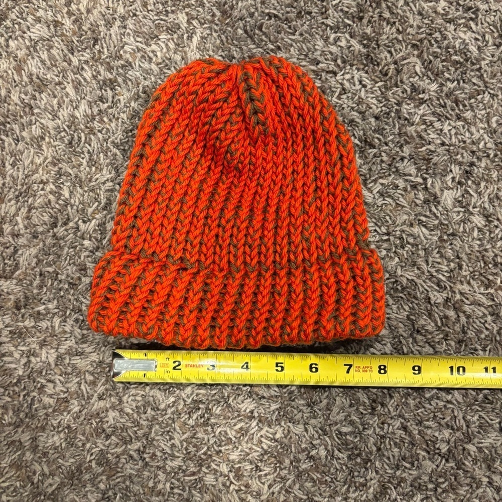 Kids Orange and Black Knit Beanie